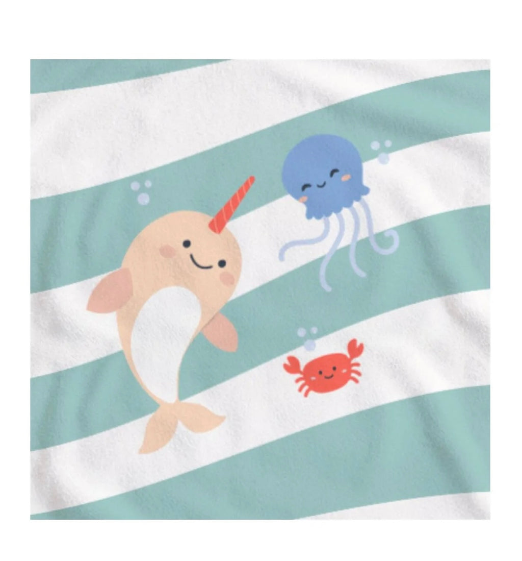 Poncho de algodão animais do mar