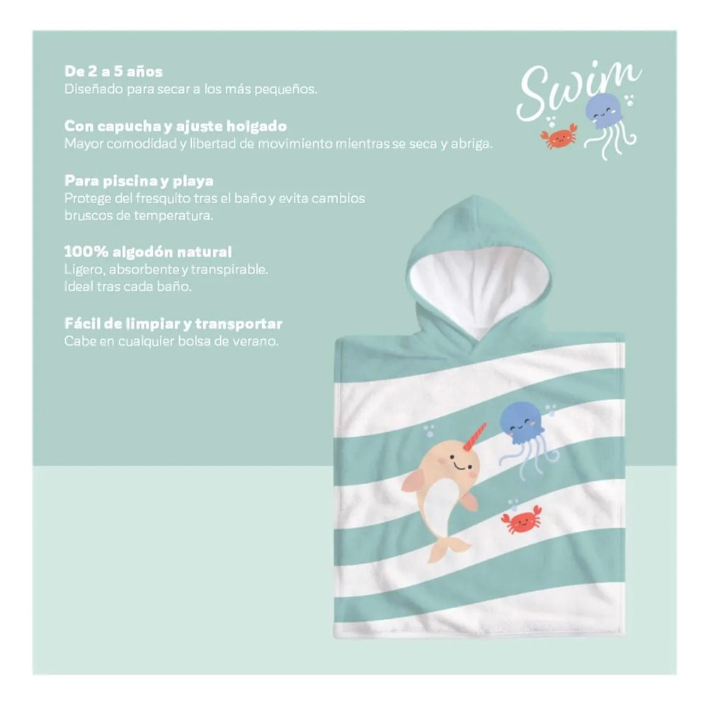 Poncho de algodão animais do mar