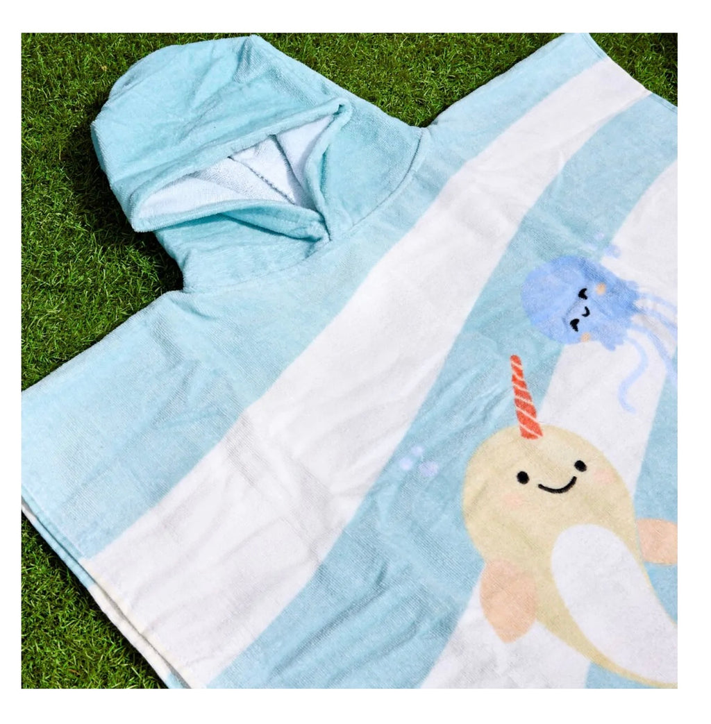 Poncho de algodão animais do mar
