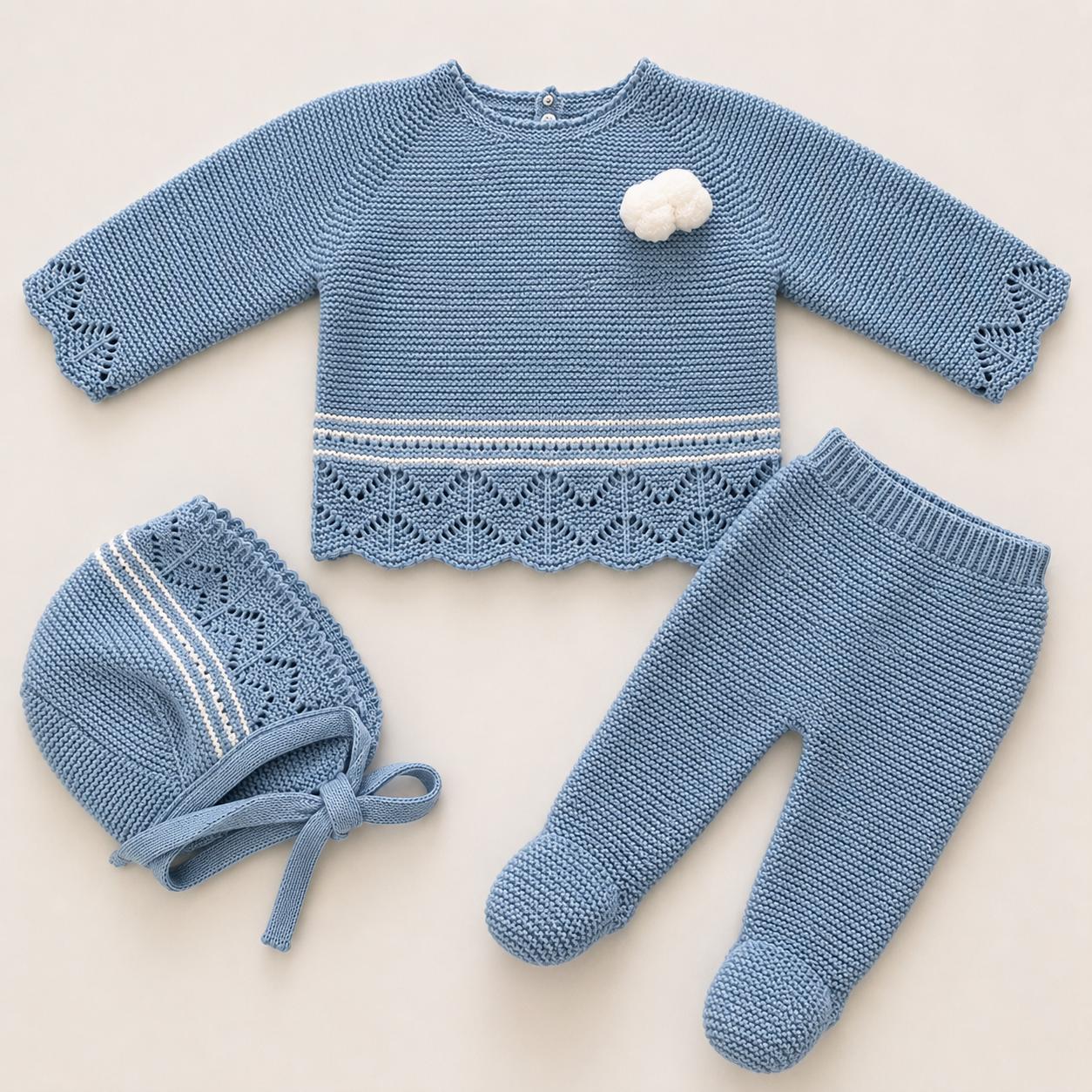 Conjunto saída de maternidade do pompom com touca